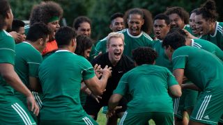 Michael Fassbender as Thomas Rongen, training with the American Samoa soccer team in Next Goal Wins