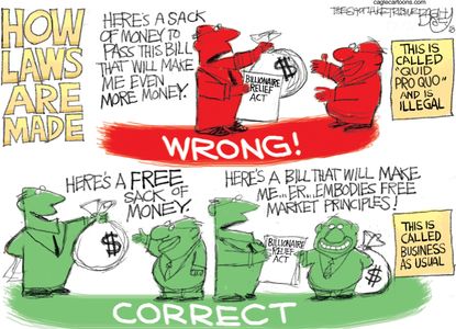 Political cartoon U.S. Congress corruption business