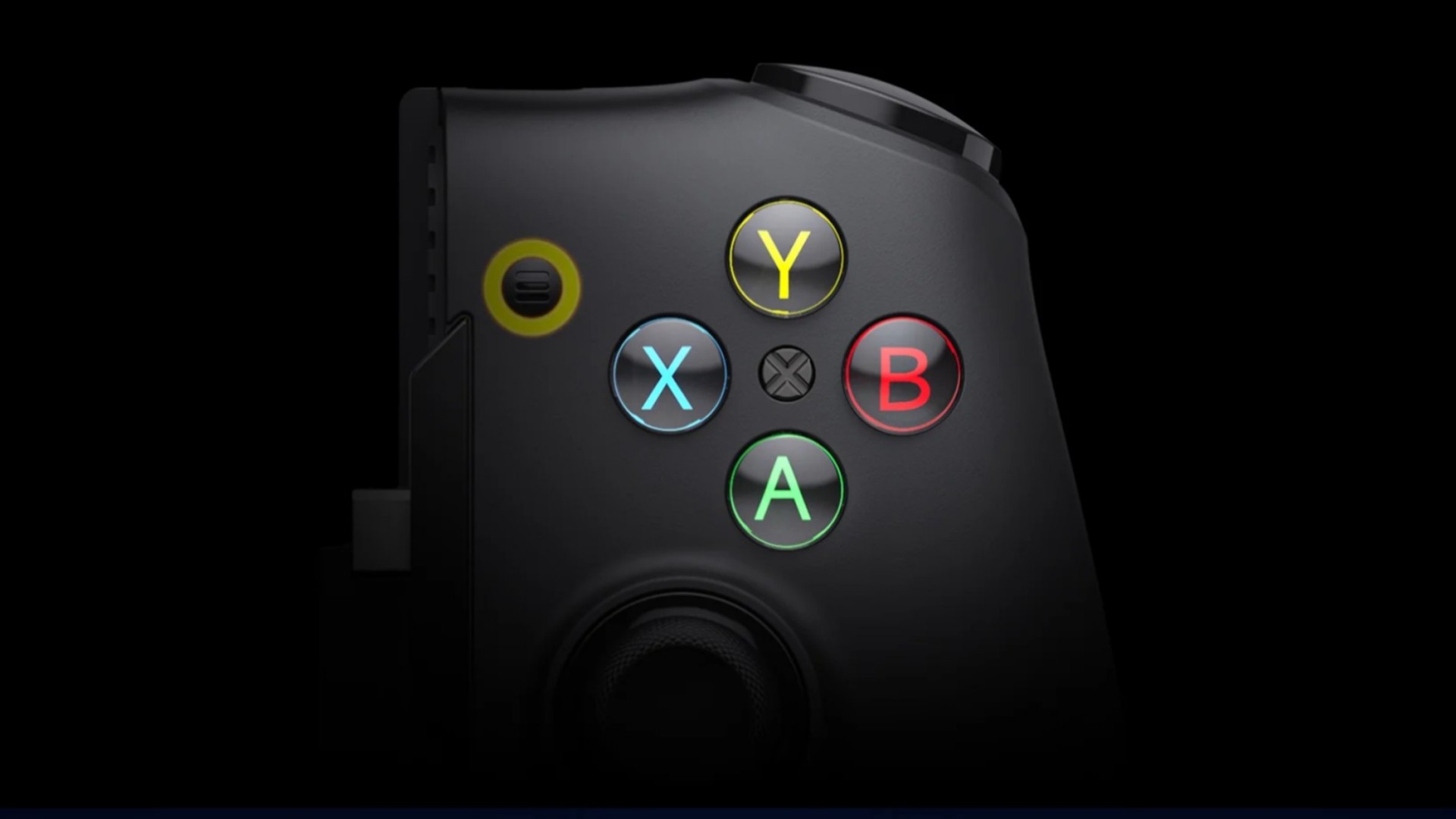 Close up on swappable buttons on EasySMX M20 face buttons