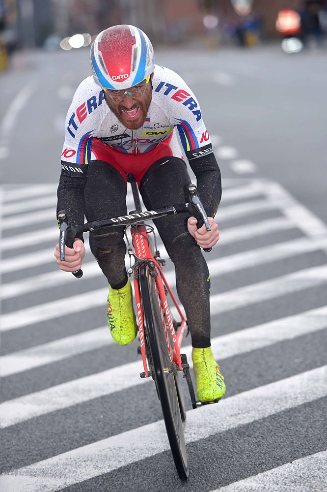 Luca Paolini (Katusha) pushes on to win Gent-Wevelgem alone