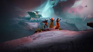 Destiny 2 Edge of Fate Guardians on Kepler looking at aircraft carrier