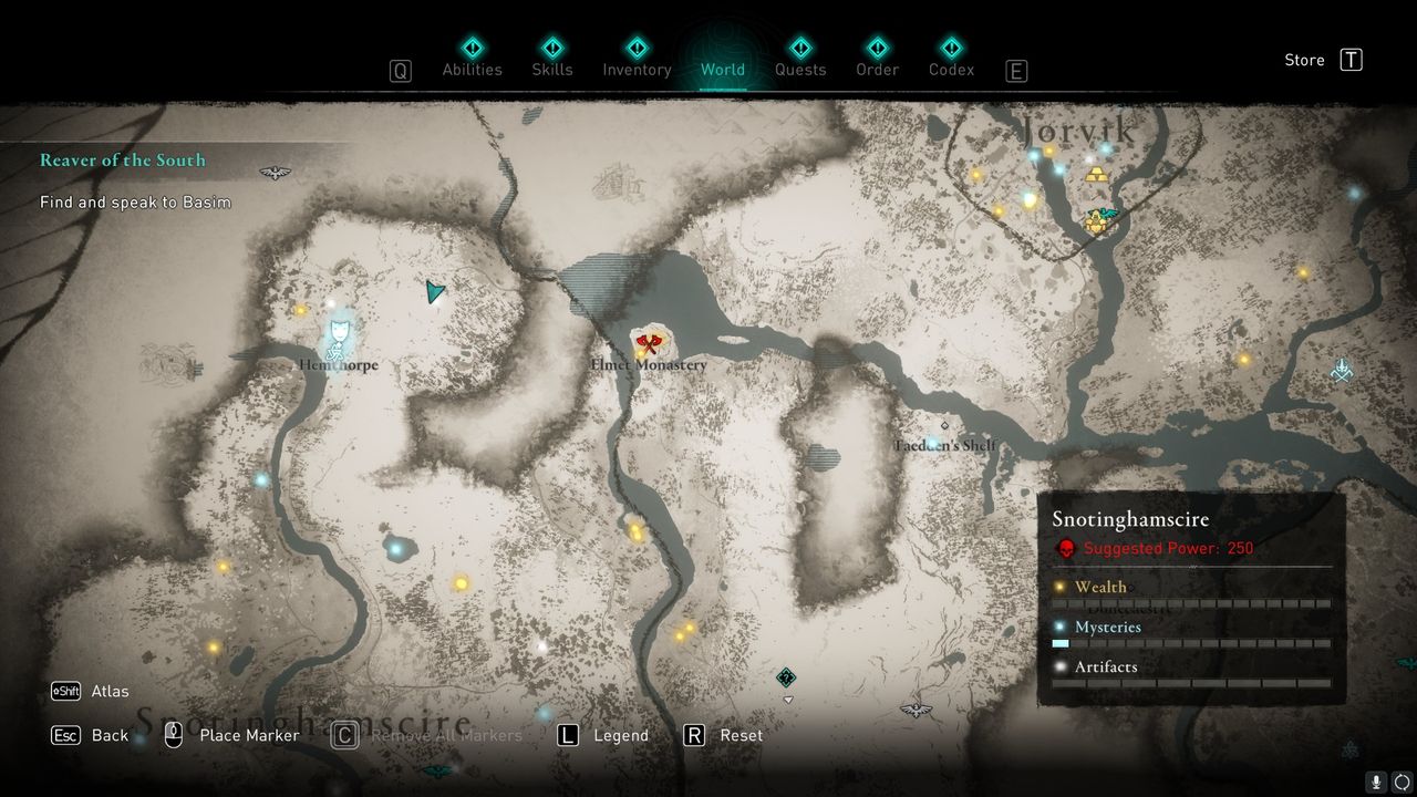 AC valhalla Snotinghamscire treasure hoard map location