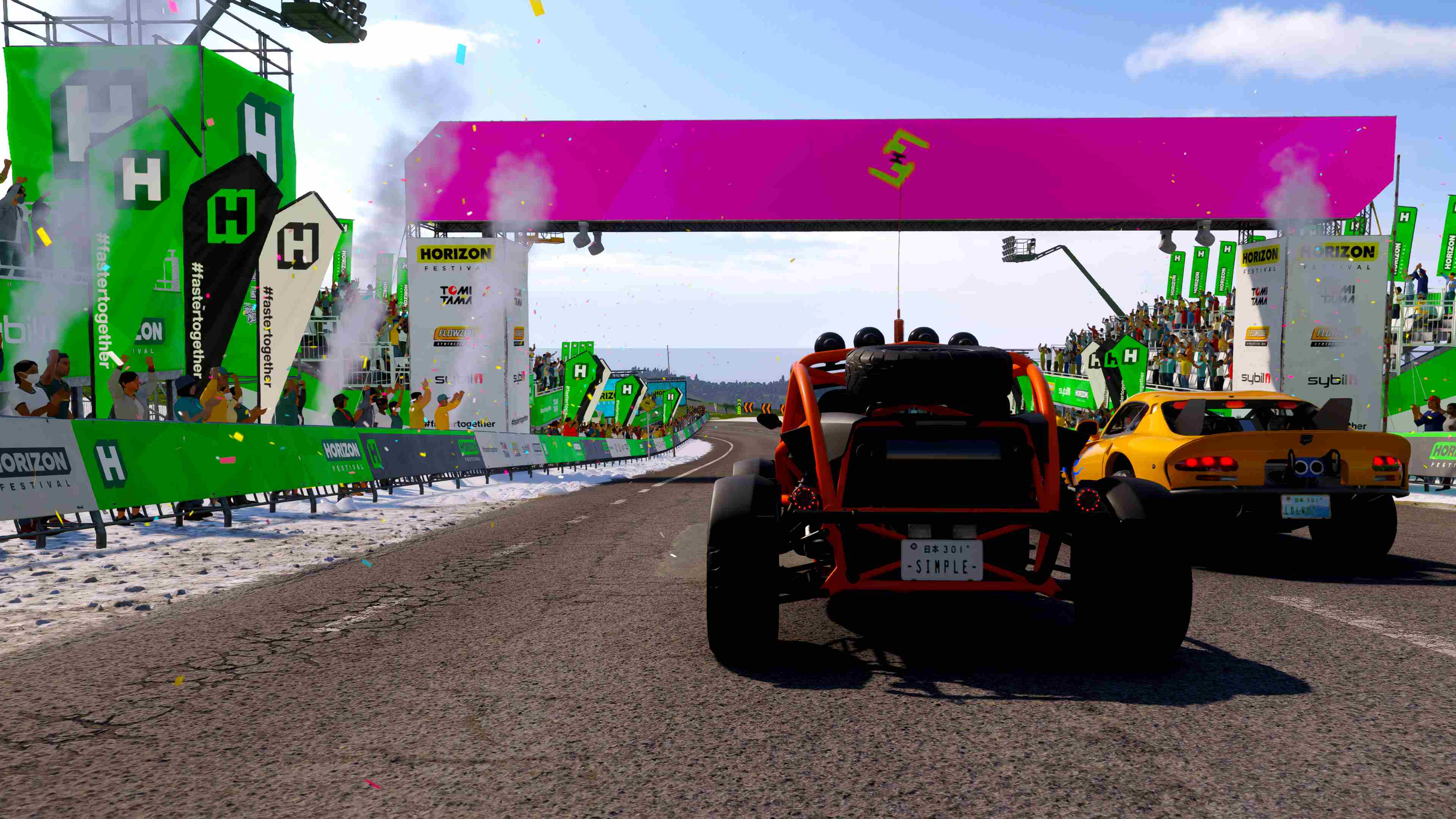 Forza Horizon 6 screenshot of a snow race near the start.