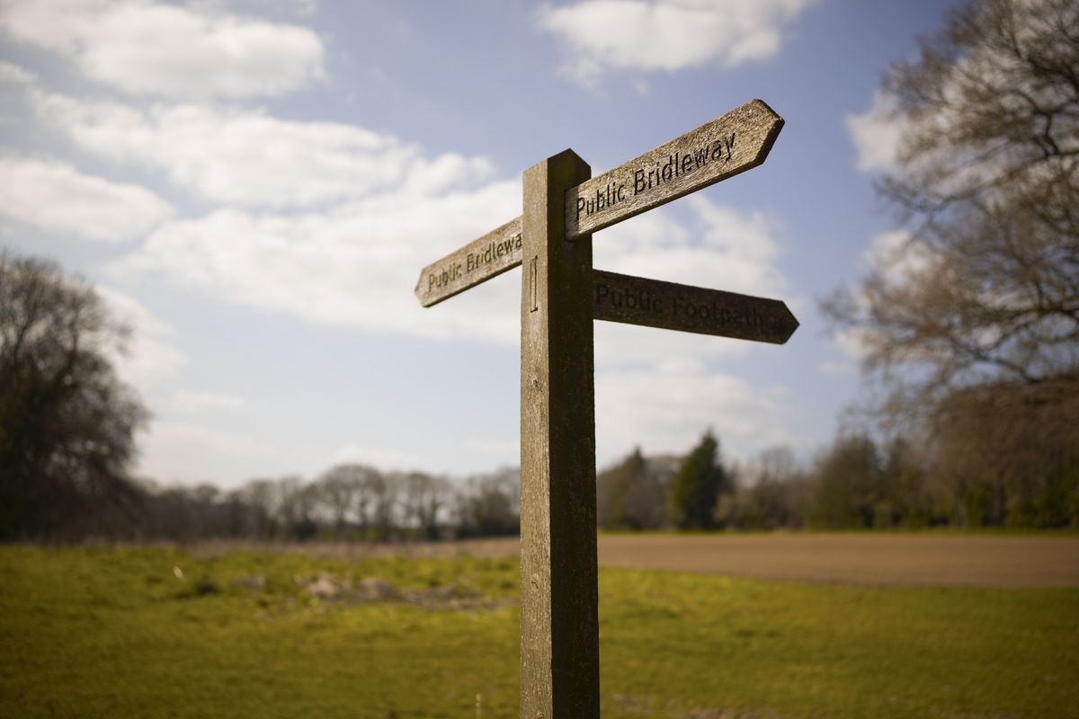 Photo of a public footpath signpost, taken with the Sigma BF camera and Sigma 35mm F2 DG lens