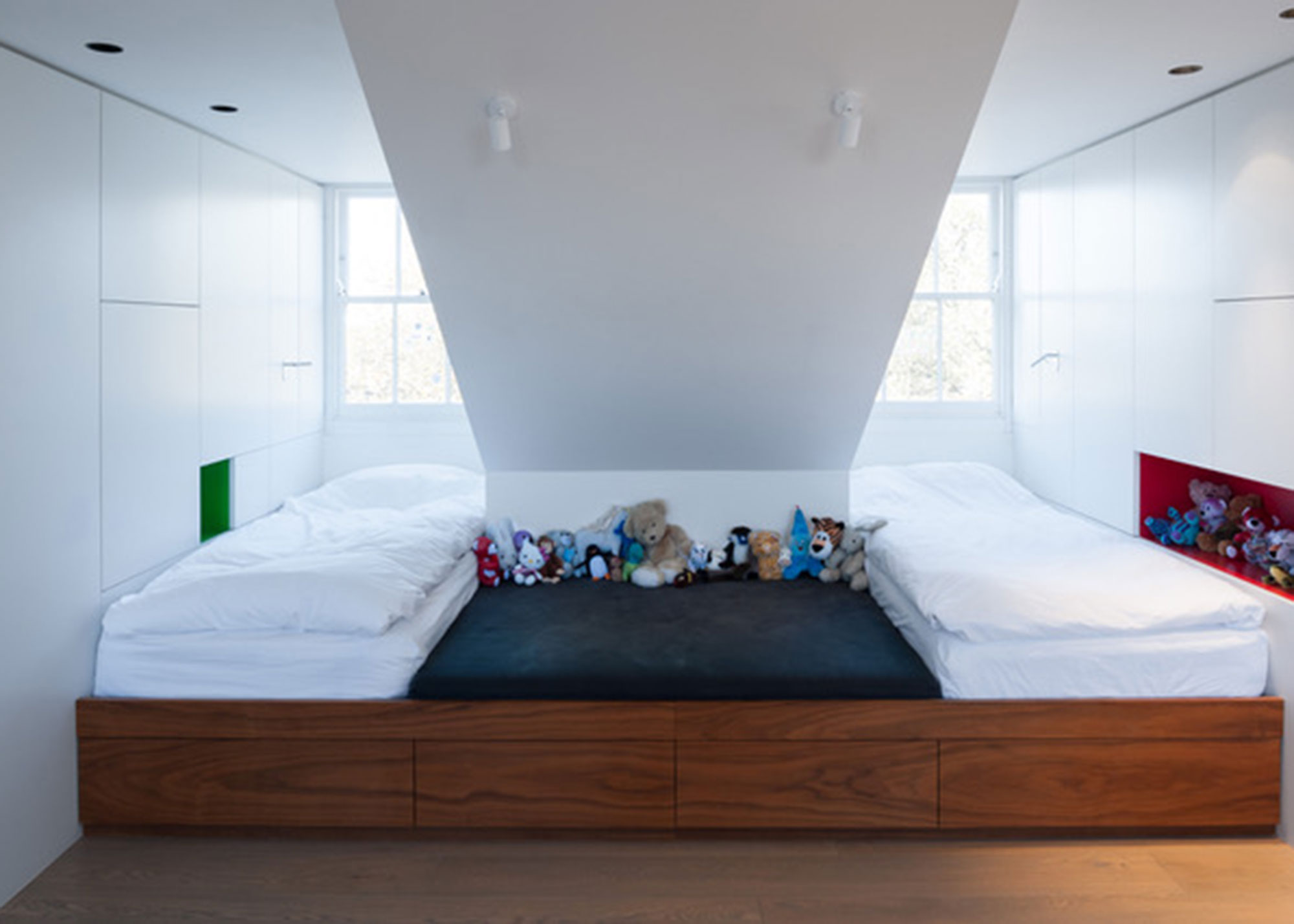 loft conversion children's bedroom with bespoke storage bed