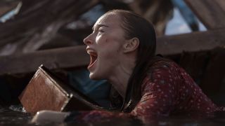 Phoebe Dynevor screaming in the water in Thrash