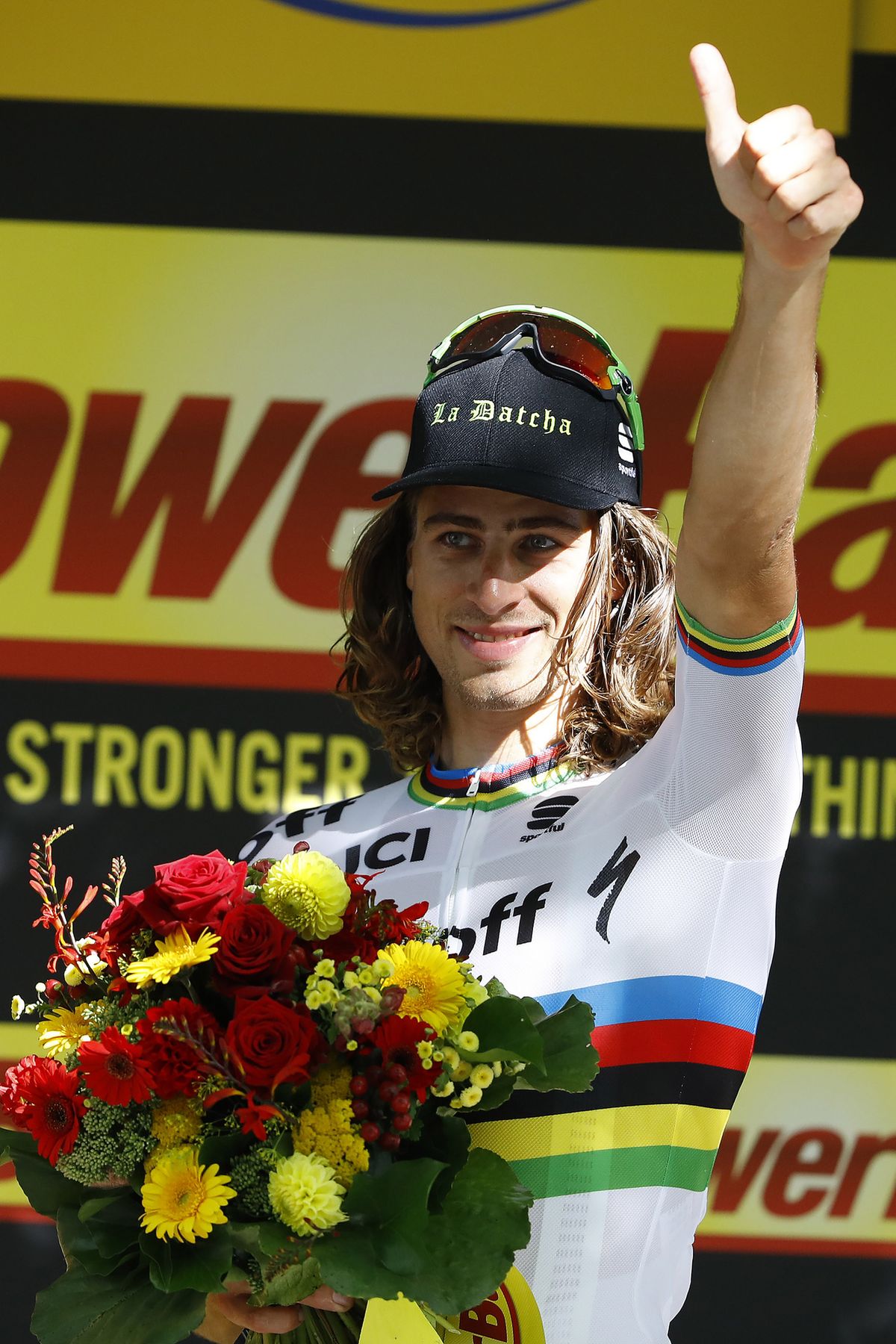Peter Sagan celebrates his third Tour de France stage win of 2016