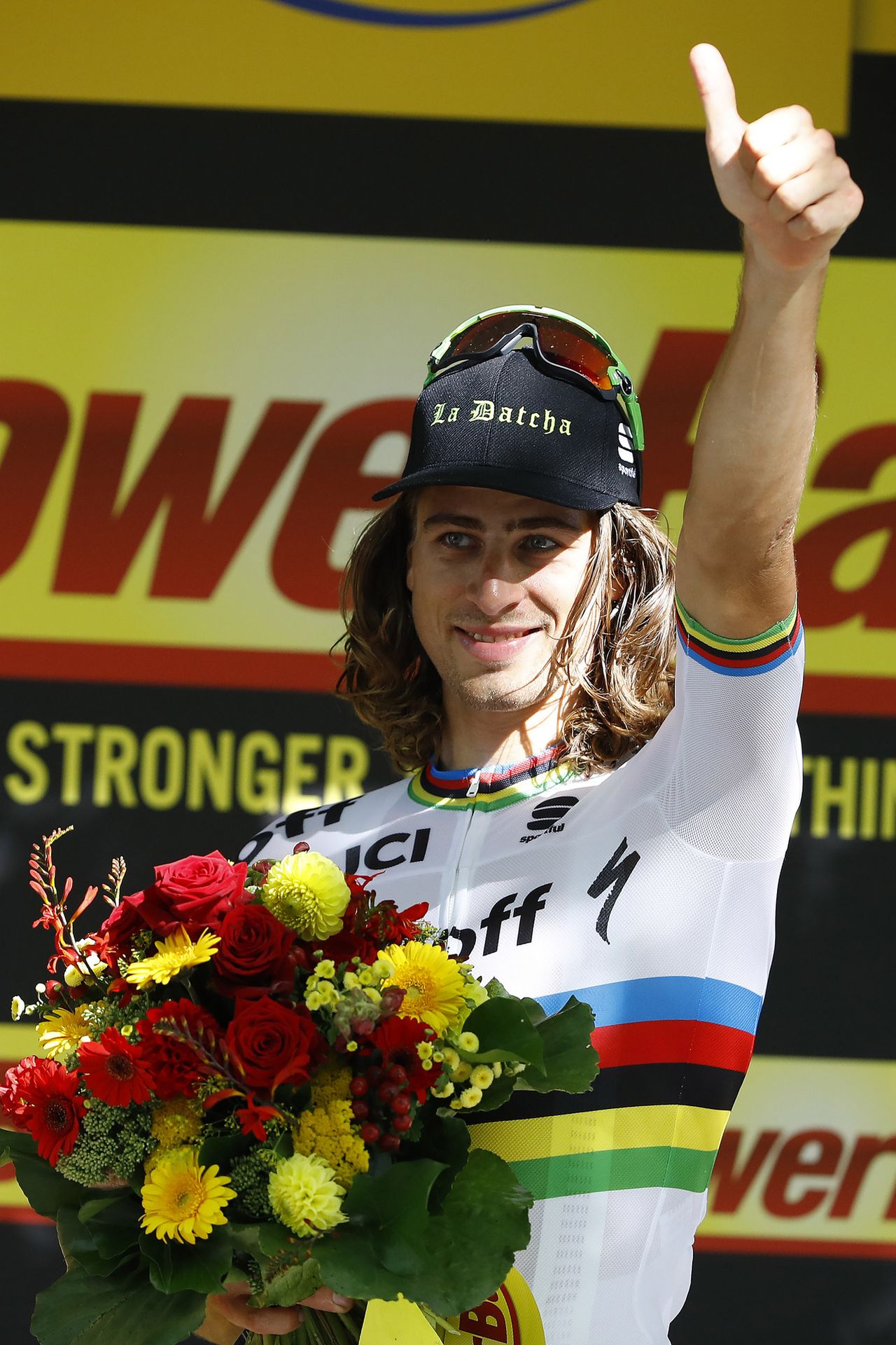 Peter Sagan celebrates his third Tour de France stage win of 2016