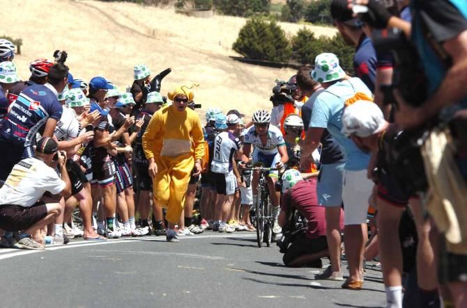 Jordan Kerby (UNI SA - Australia) wasn't lacking in support on stage 1 of the Tour Down Under.