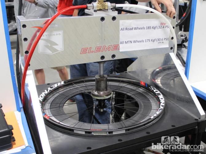 Each Reynolds wheel is tested with a heavy sideload of 185kg (408lb) for road and 175kg (386lb) for MTB
