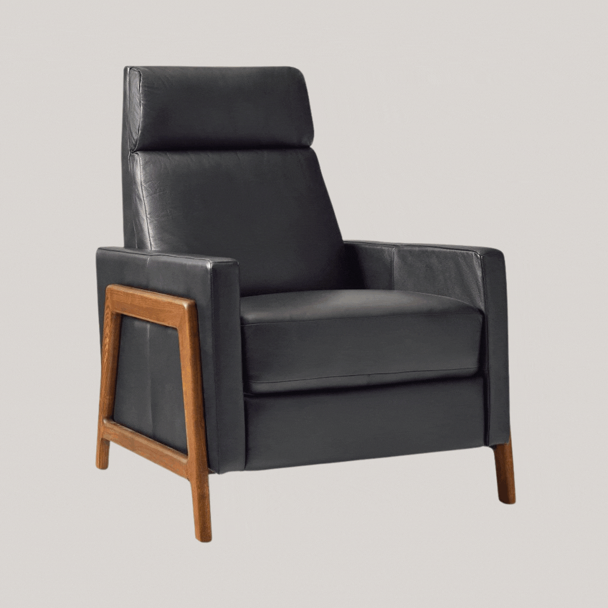 West Elm, Spencer Wood-Framed Leather Recliner