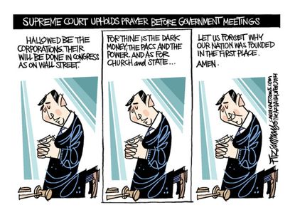 Political cartoon government prayer