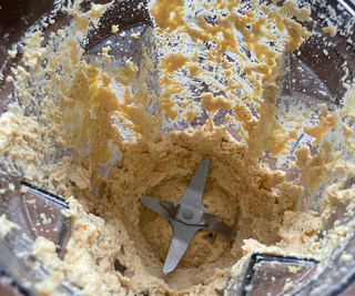 Chunky hummus made in the Nutribullet SmartSense Combo