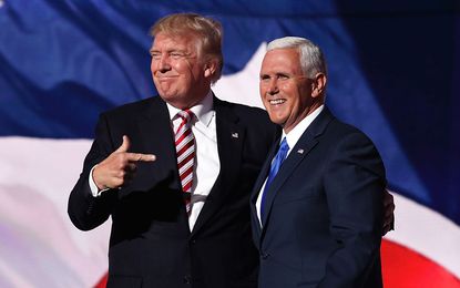 Mike Pence is standing by Donald Trump.