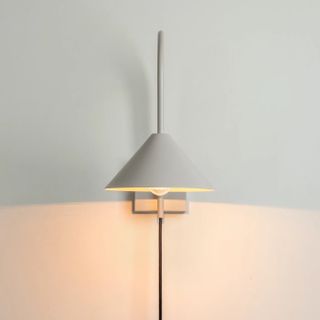 white cone shaded plug in wall light