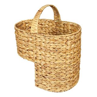 Woodluv Water Hyacinth Stair Basket/step Storage Basket With Handle, Large, Natural