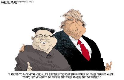 Political cartoon U.S. Kim Jong Un Trump North Korea Singapore nuclear summit