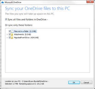 OneDrive sync with PC