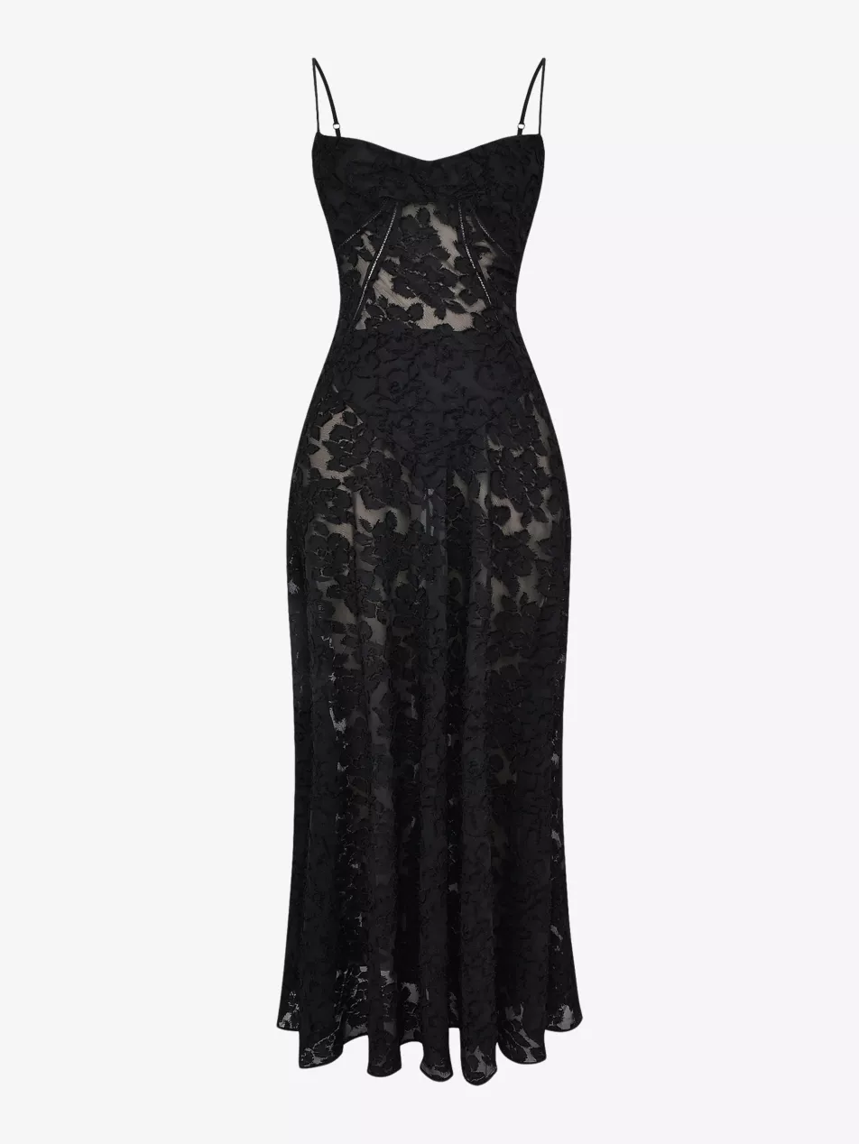 Seren Corseted Floral-Jacquard Woven Maxi Dress