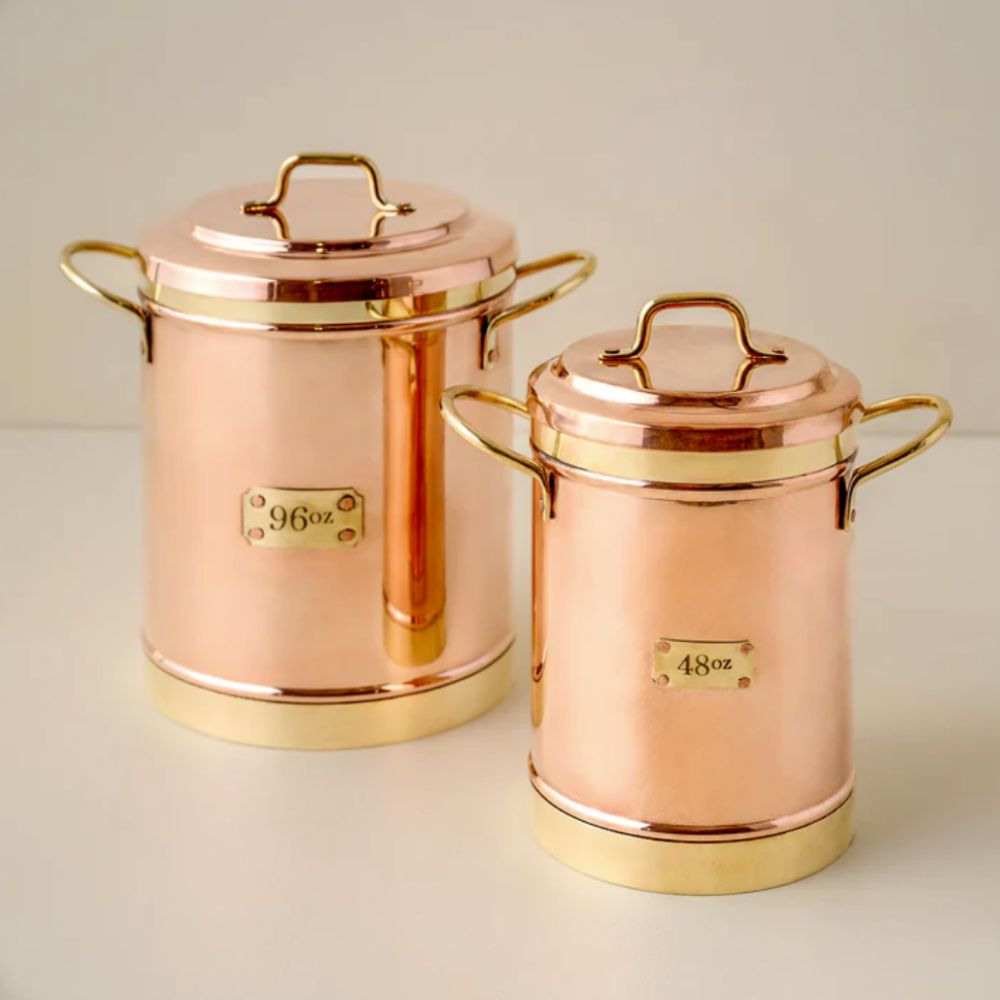 Pair of vintage style copper cannisters