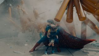 Superman saving a little girl in Superman