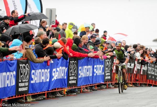 Tim Johnson (Cannondale) greeted by his hometown fans