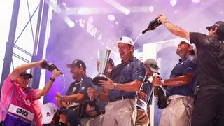 Crushers GC celebrate winning the 2023 LIV Golf Team Championship