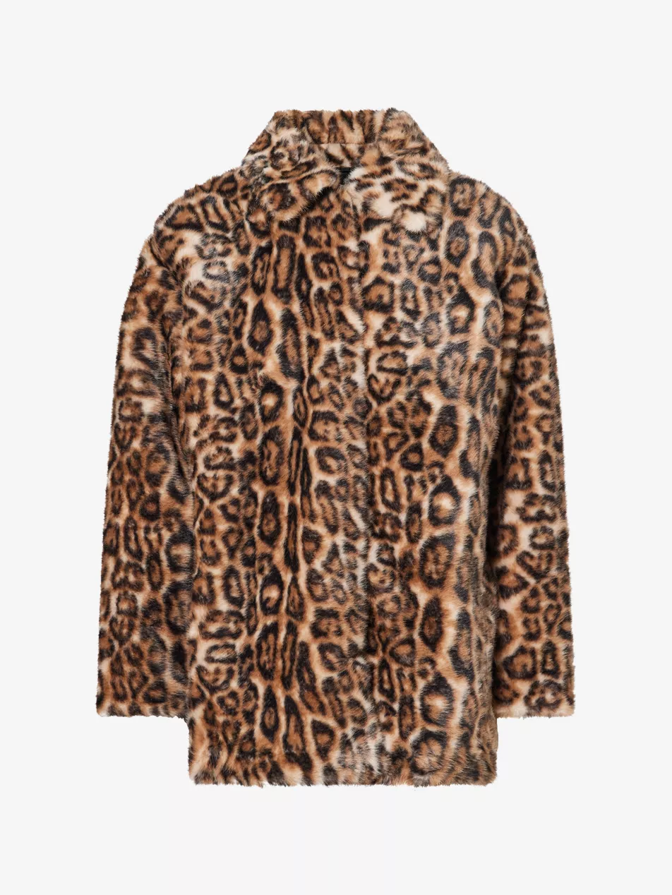 Sable Leopard-Print Faux-Fur Coat - Xs