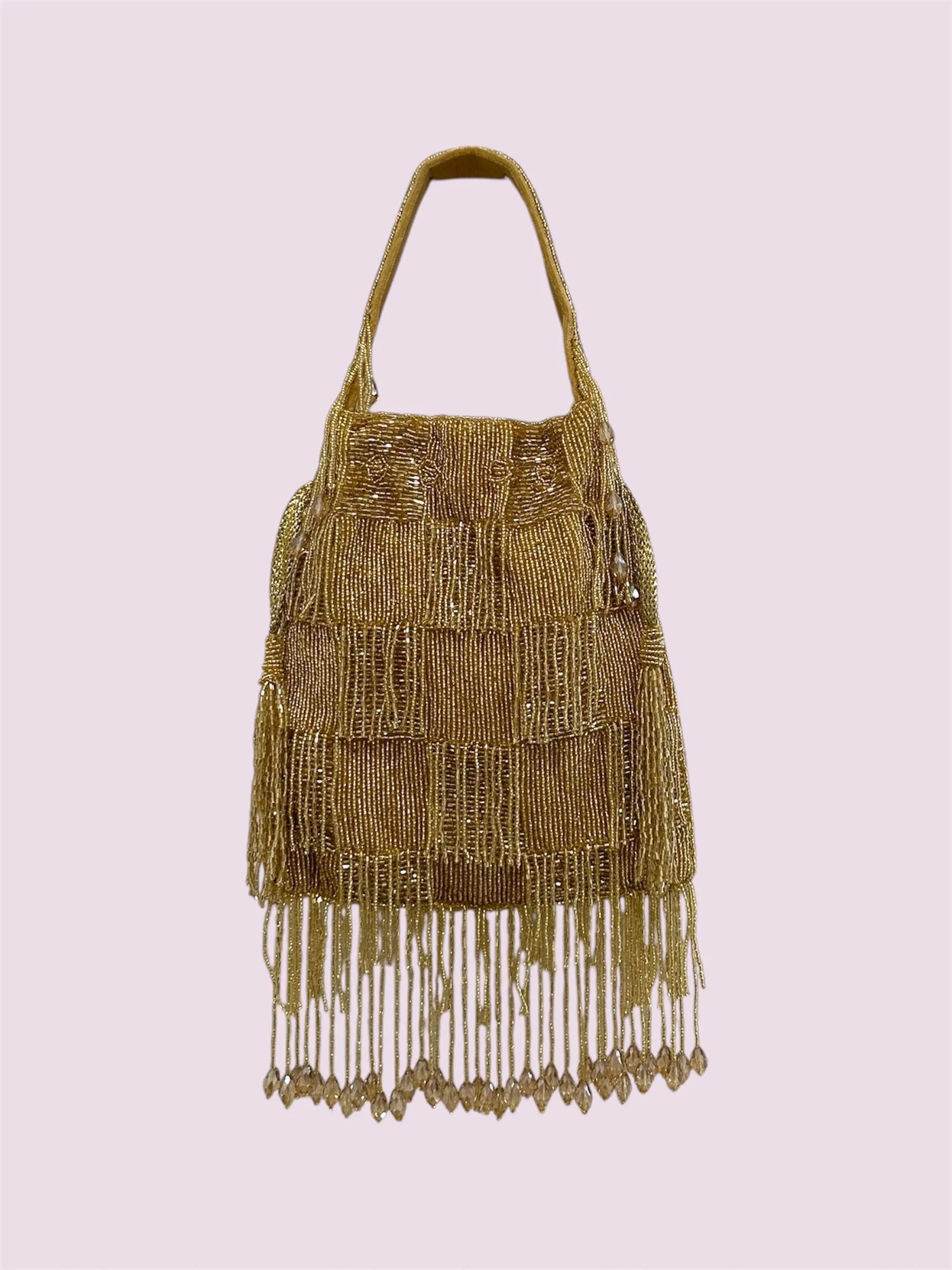 Krossed Knots, Gold Beaded Potli Bag