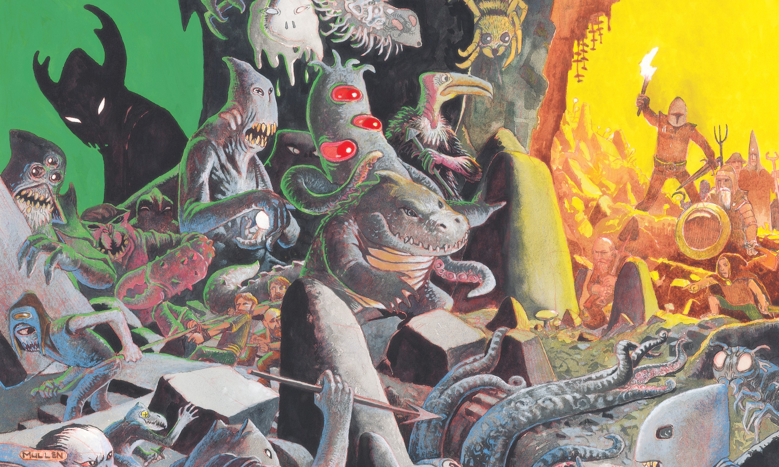 Strange monsters in a cave in Dungeon Crawl Classics.