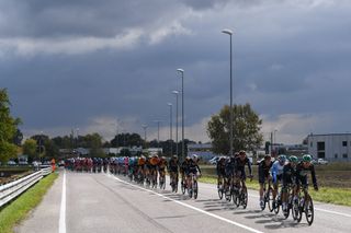 The riders try to escape the rain