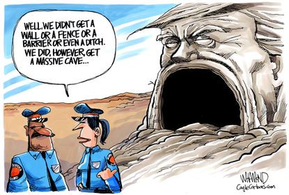 Political Cartoon U.S. Trump government shutdown cave