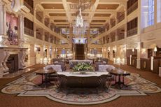 The lobby of the Disneyland Hotel in Paris