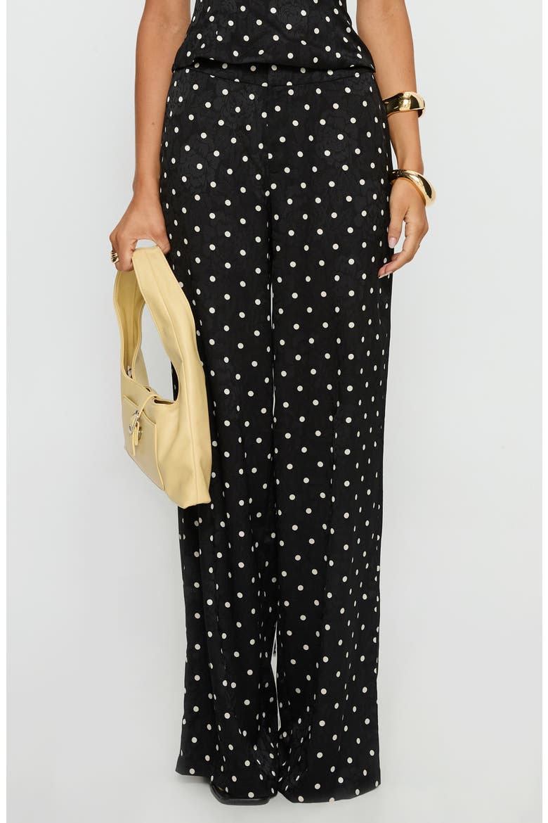 Powdered Sugar Polka Dot Strapless Top &amp; Wide Leg Pants Set