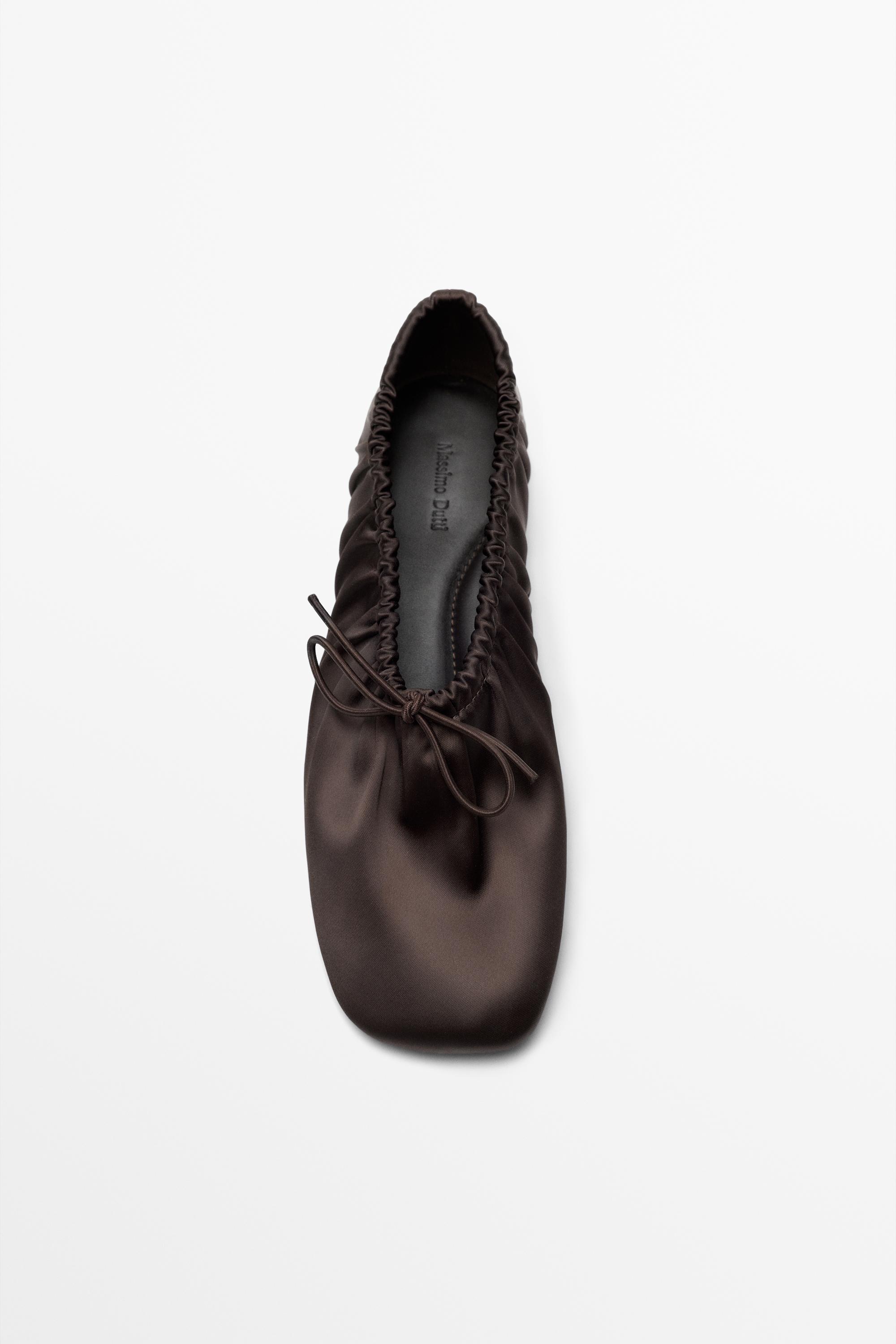 Massimo Dutti, Ruched Bow Ballet Flats