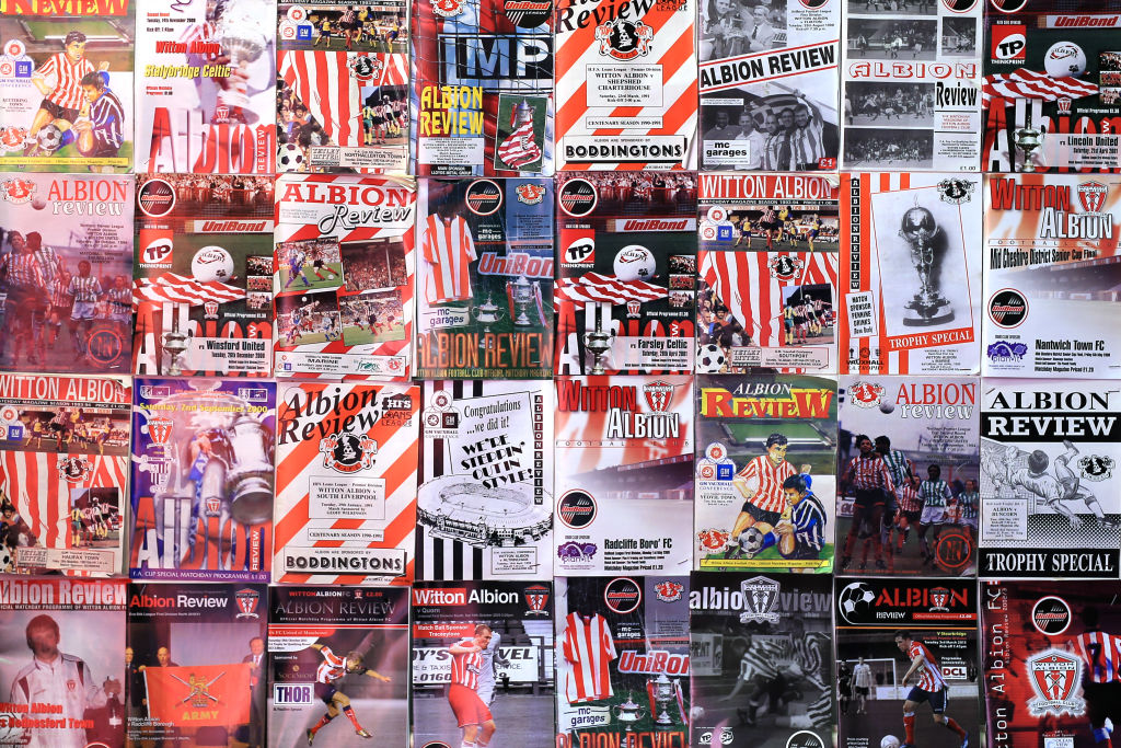 Northwich Victoria v Witton Albion - A collection of Witton programmes inside the club museum