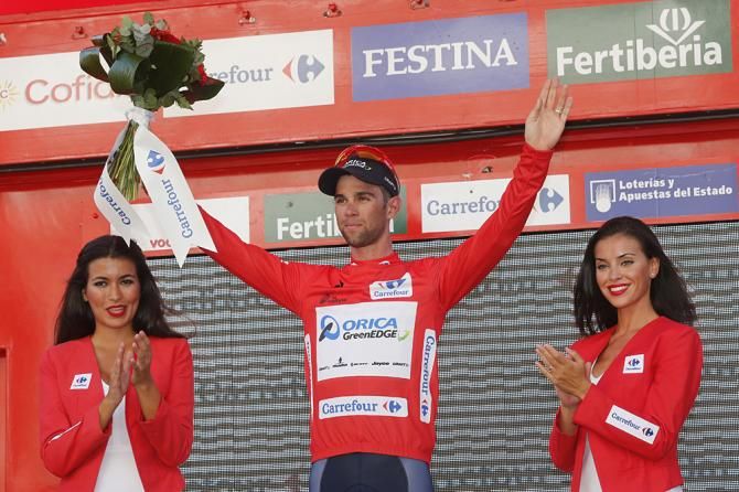 Michael Matthews (Orica-GreenEdge) in the red leader's jersey