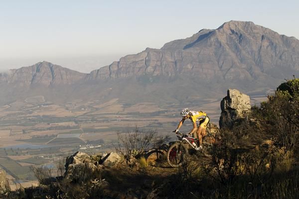 Stage winner Christoph Sauser of 36One-Songo-Specialized crests the climb of the historic Witsenbergpass during stage 2