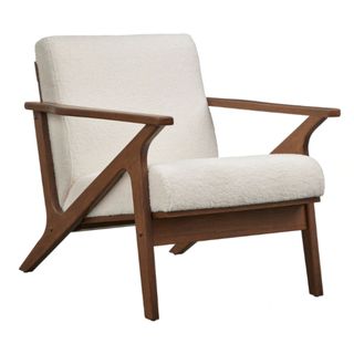 Simple Living Bianca Mid-century Modern Wood Chair with white boucle seat