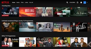 The Netflix web interface showing tiles for individual movies