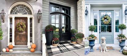 Three examples of fall front door decor ideas