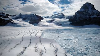 Cracked surface of Larsen b ice shelf