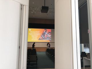 A peek inside the Kilachand Center Auditorium, main hub and colloquium room at BU’s Center for Integrated Life Sciences & Engineering.