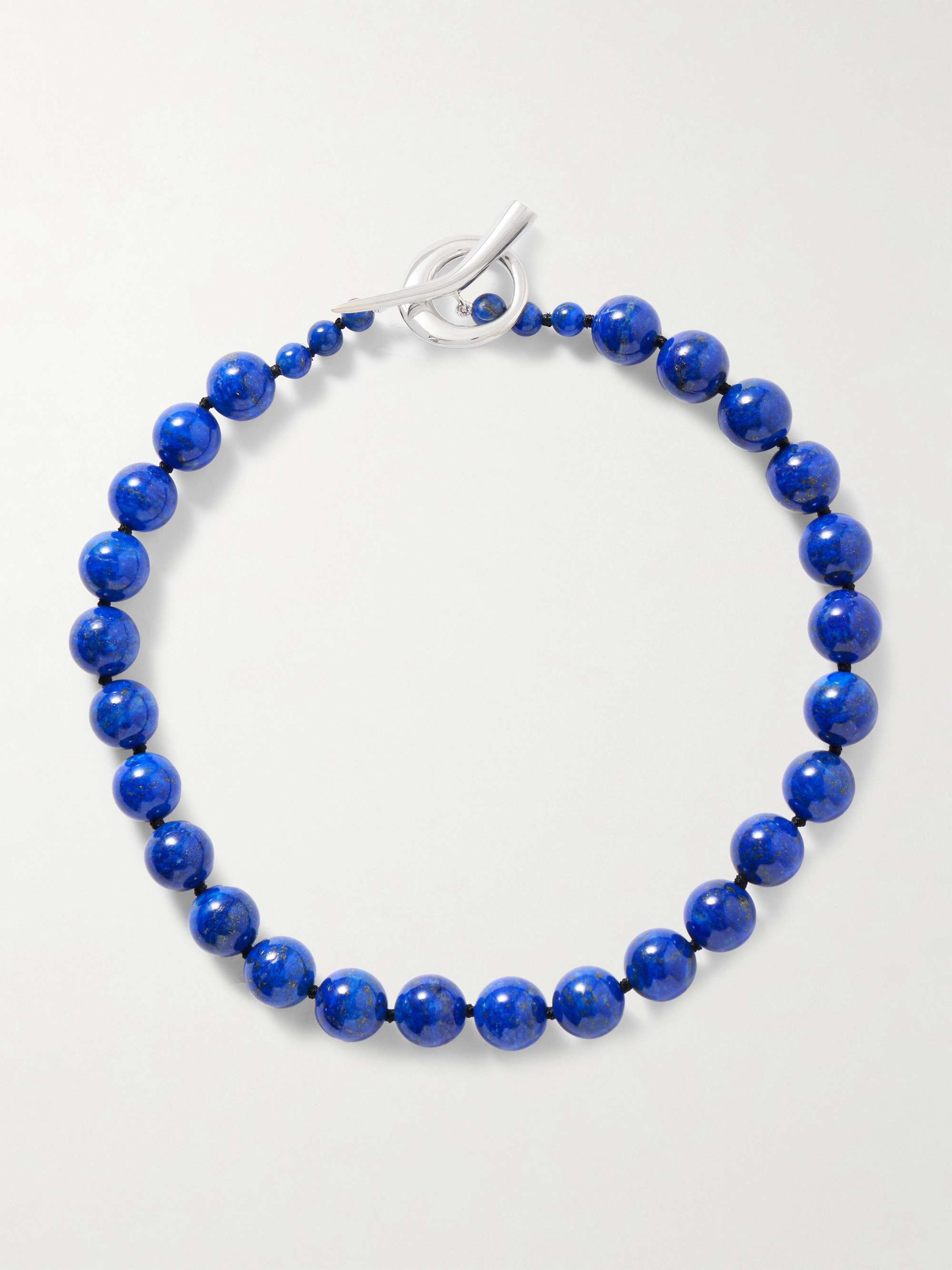 Everyday Boule Silver, Cord and Lapis Lazuli Necklace