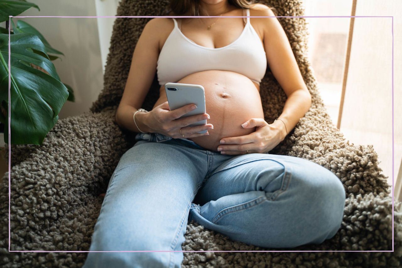 pregnant woman on phone