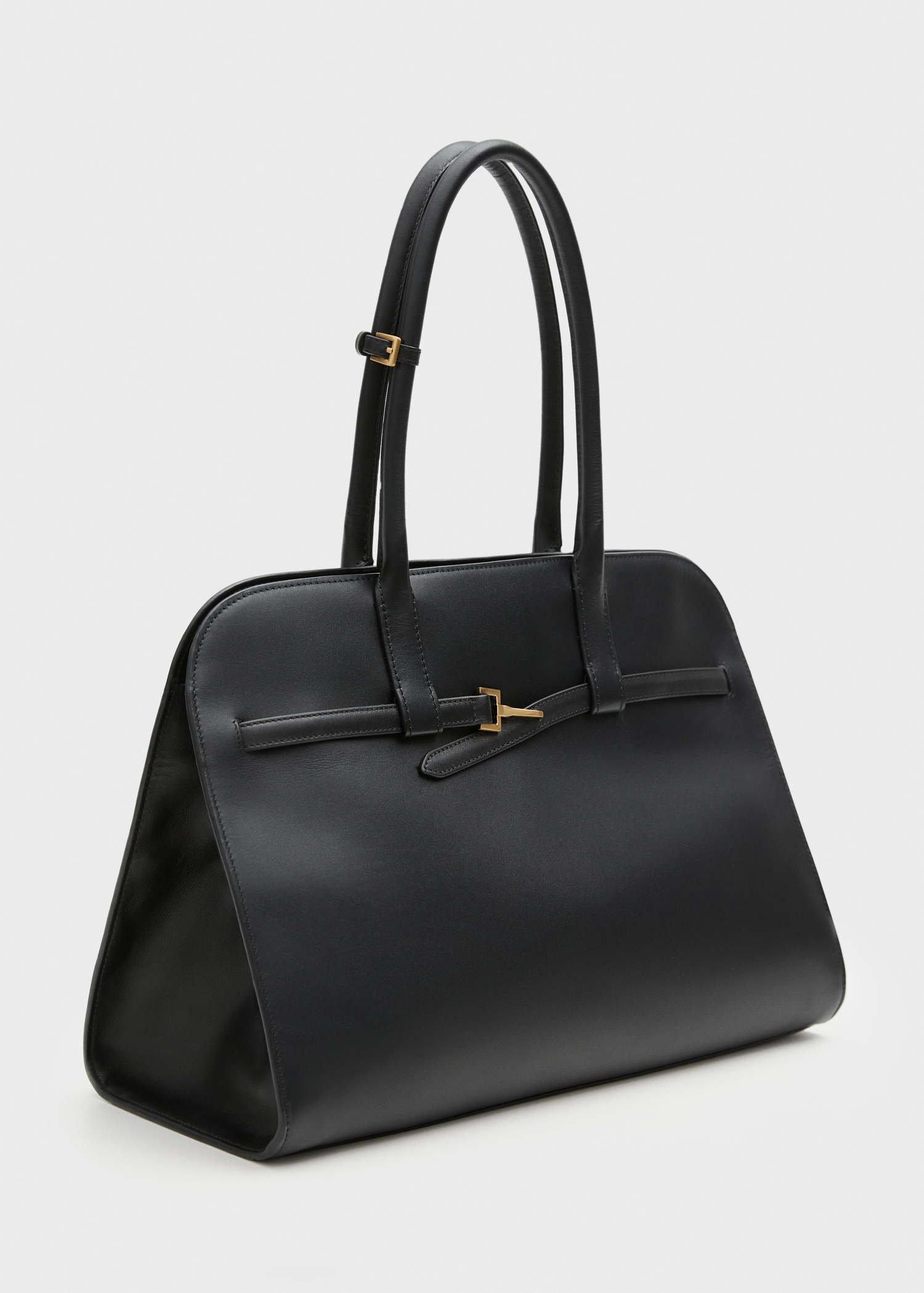 Leather Shopper Bag With Buckle - Women | Mango Usa