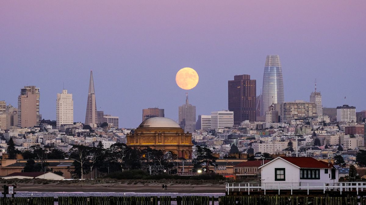 Harvest Moon over San Francisco.
