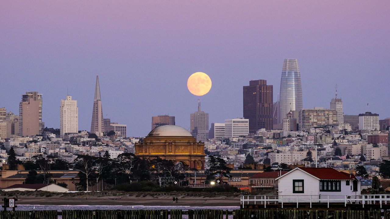 Harvest Moon over San Francisco.