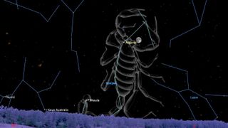 An outline of a shape against a dark background