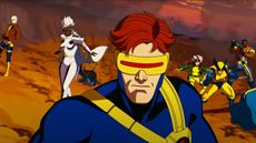A screenshot from X-Men 97, the precursor to X-Men 97 season 2, showing Cyclops, Storm, Wolverine, and other mutants in the Marvel Disney Plus animated show